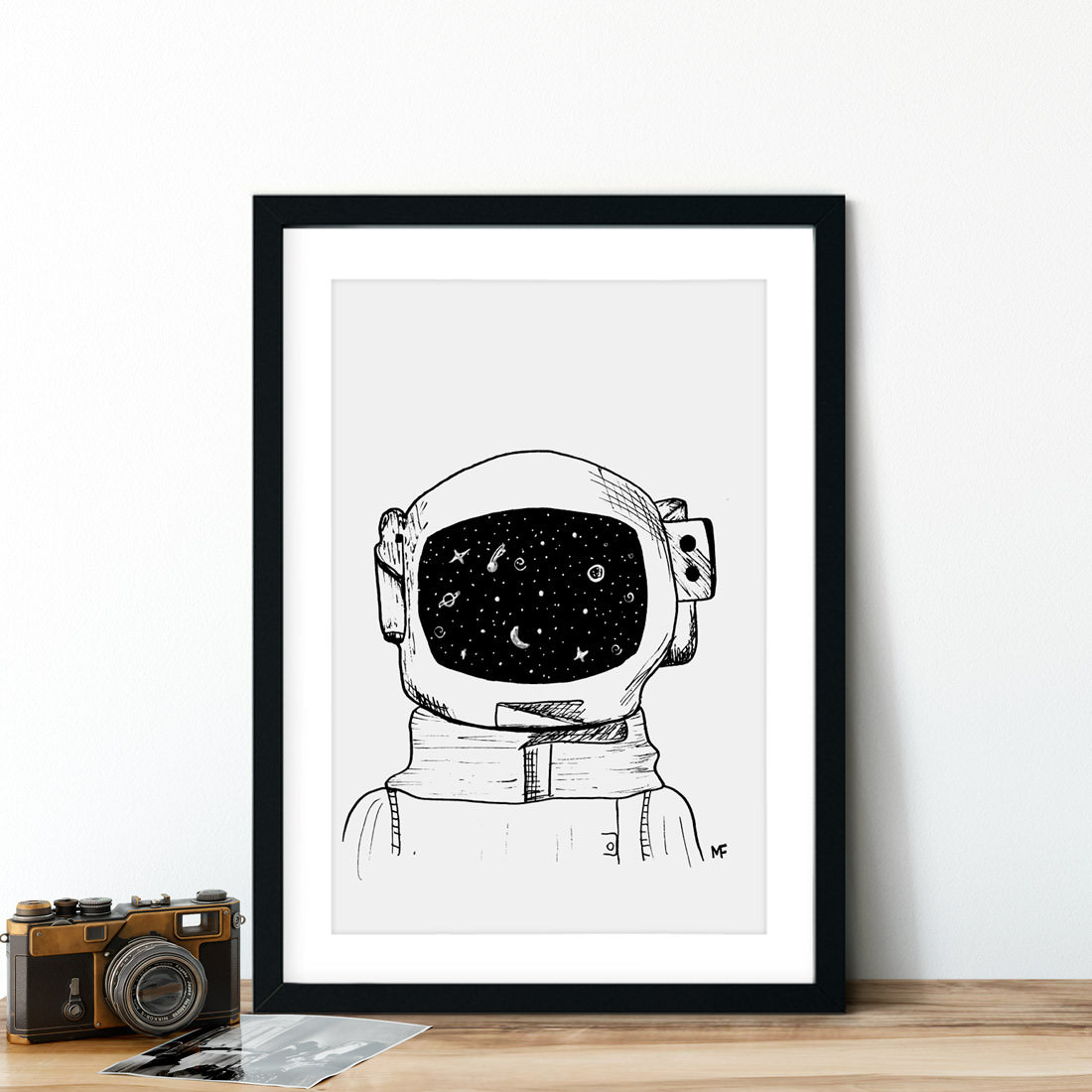 Quadro Decorativo Astronauta Galáxia - Modelo Exclusivo | Bem Colar